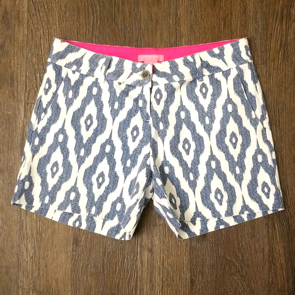Issac Mizrahi Navy Blue and White Shorts with Pink Inner Band Ladies Size 4